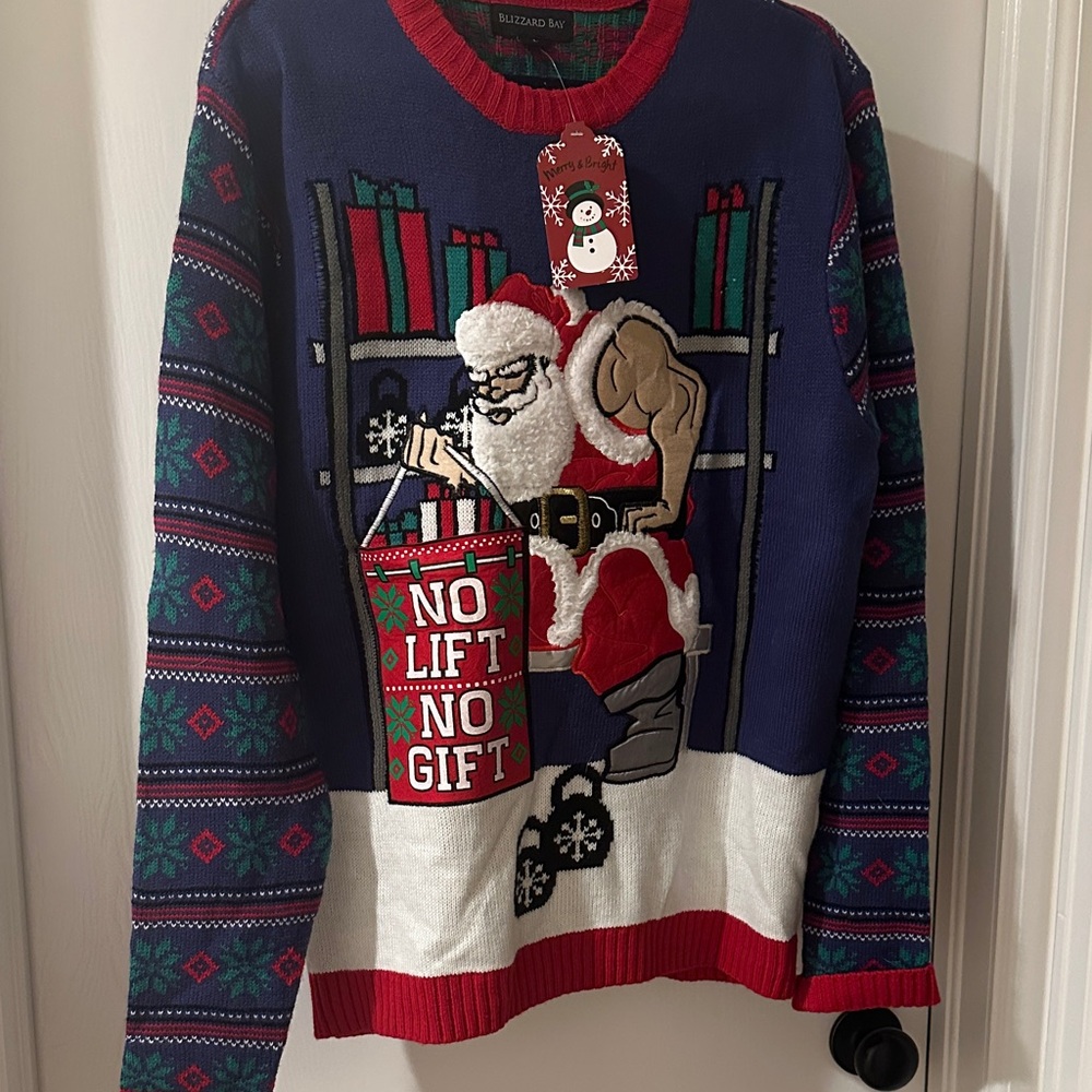 Blizzard Bay Men's Festive Santa Sweater - Blue and Red